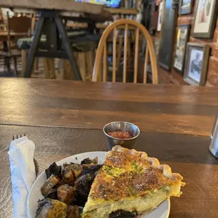 Quiche and sweet potato with salsa side