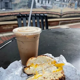 a sandwich and a drink