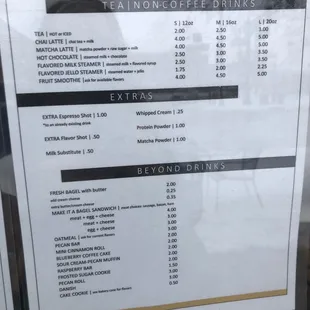 Tea menu