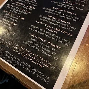 menu