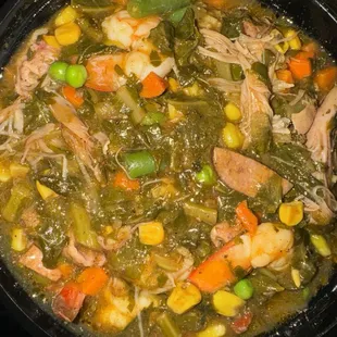 Collard green gumbo with sausage