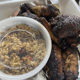 Jerk wings &amp; dirty rice