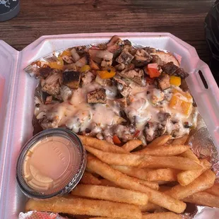 Jerk Chicken Philly and Fries