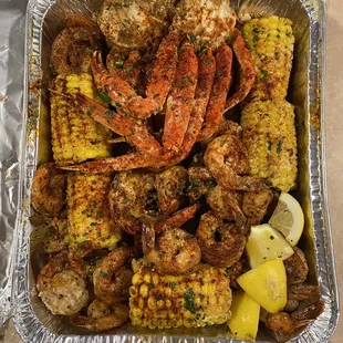 This is the lobster, double crab and double shrimp combo. Food was very cold, oily, and overcooked. !!!NOT WORTH YOUR MONEY!!!