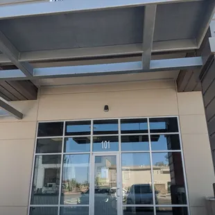 Front on the left corner