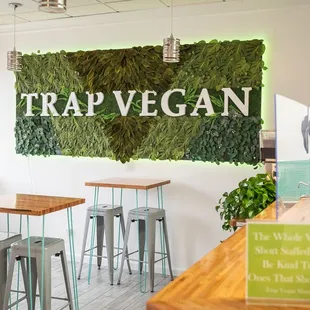 Inside Trap Vegan seating.