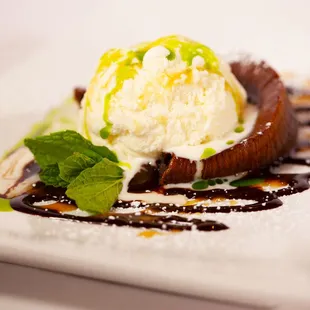 Get this, Chocolate Caramel Lava Cake with Vanilla Gelato. D&apos;oh!! Wait till you try it.