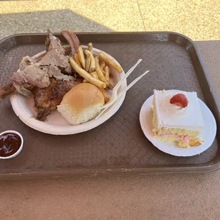 Sampler platter with strawberry cake