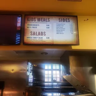 a menu for the restaurant