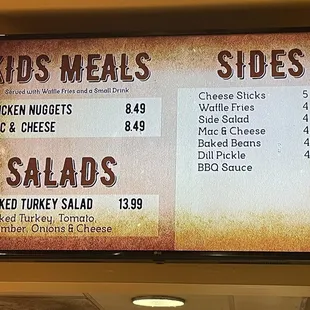 menu and prices
