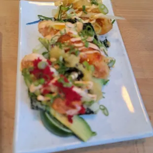 Shrimp, Lobster and Spicy Tuna Tacos