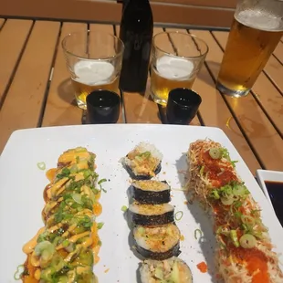 Mountain rol,l Volcano roll and  Phoenix roll