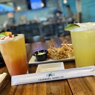 Hornito's Berry Sunrise, Calamari, and Pineapple Coconut Crusher