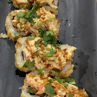 Crispy Cajun sushi roll with jalapeños - tasty but sadly 0% spicy