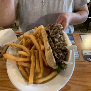 Philly cheese steak and fries