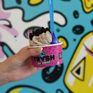 How do you get Trashed? This treat is vanilla with cookies and munchies mixed in.