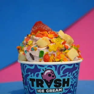 #9: Karma Chameleon - vanilla ice cream blended with real strawberries, fruity cereal and cheesecake bites.