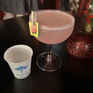 Bubblegum martini and Mexican candy shot