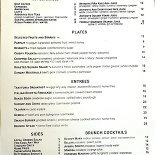Brunch Menu.