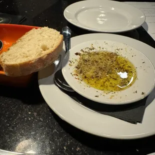 Fresh Bread n Olive with olive Oil for dipping