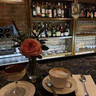 Tiramisu and cappuccino at Trattoria  Old Town Alexandria