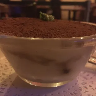 Tiramisu, not my favorite with chocolate cake and a mountain of whipped cream