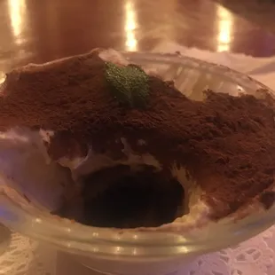 Tiramisu, not my favorite with chocolate cake and a mountain of whipped cream