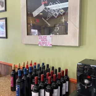 a variety of wine bottles