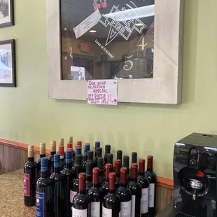 a variety of wine bottles