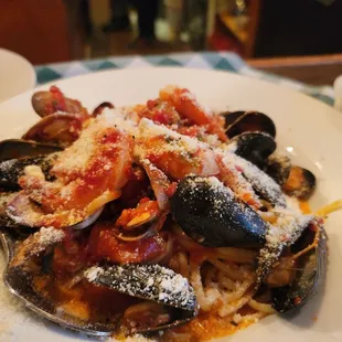 Linguine Mediterraneo (with Clams, Shrimp, and Mussels) w/ Marinara