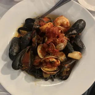 Special- squid ink seafood pasta