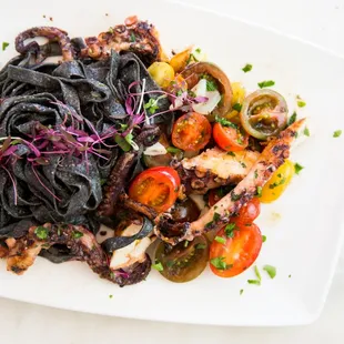 Squid Ink Fettucine w/ Grilled Octopus