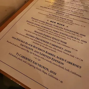 Wine list