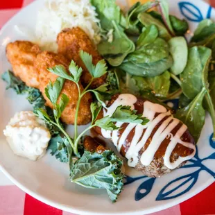 Fried Oysters and Hamburg Steak