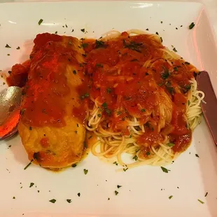 Angel hair pasta with salmon