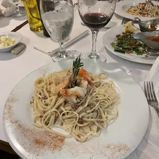 Carbonara with shrimp