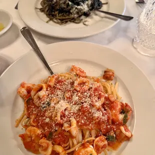Linguine Shrimp Calamari and Squid Ink Pasta