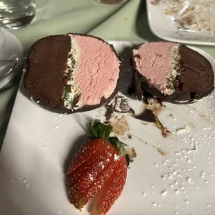 a strawberry and ice cream sandwich