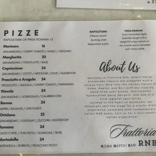 pizza menu