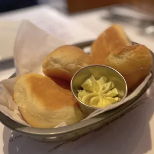 a basket of bread and butter