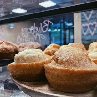a display of muffins