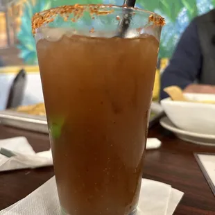 a tall glass of iced coffee