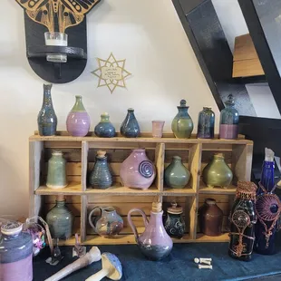 Hand made pottery bottles for your home apothecary