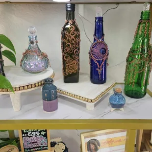 Hand wire wrapped bottles