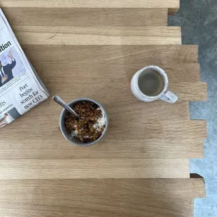 Breakfast with morning paper