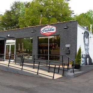 Feel free to come in the front or use the side door just past Leo.