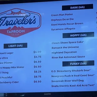 Beer menu