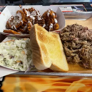 Pulled pork dinner with coleslaw and those amazing sweet potato fries!