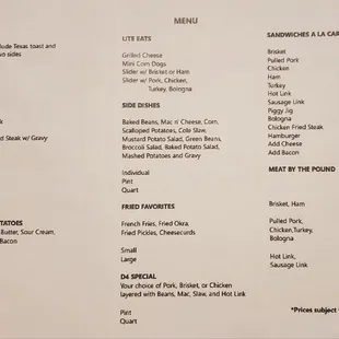 menu