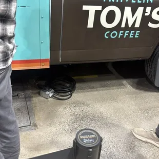 Truck door with logo